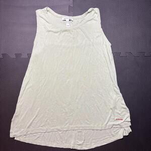 Peace Love World Women's Small Rayon Blend Green Round Neck Flow Tank Top New